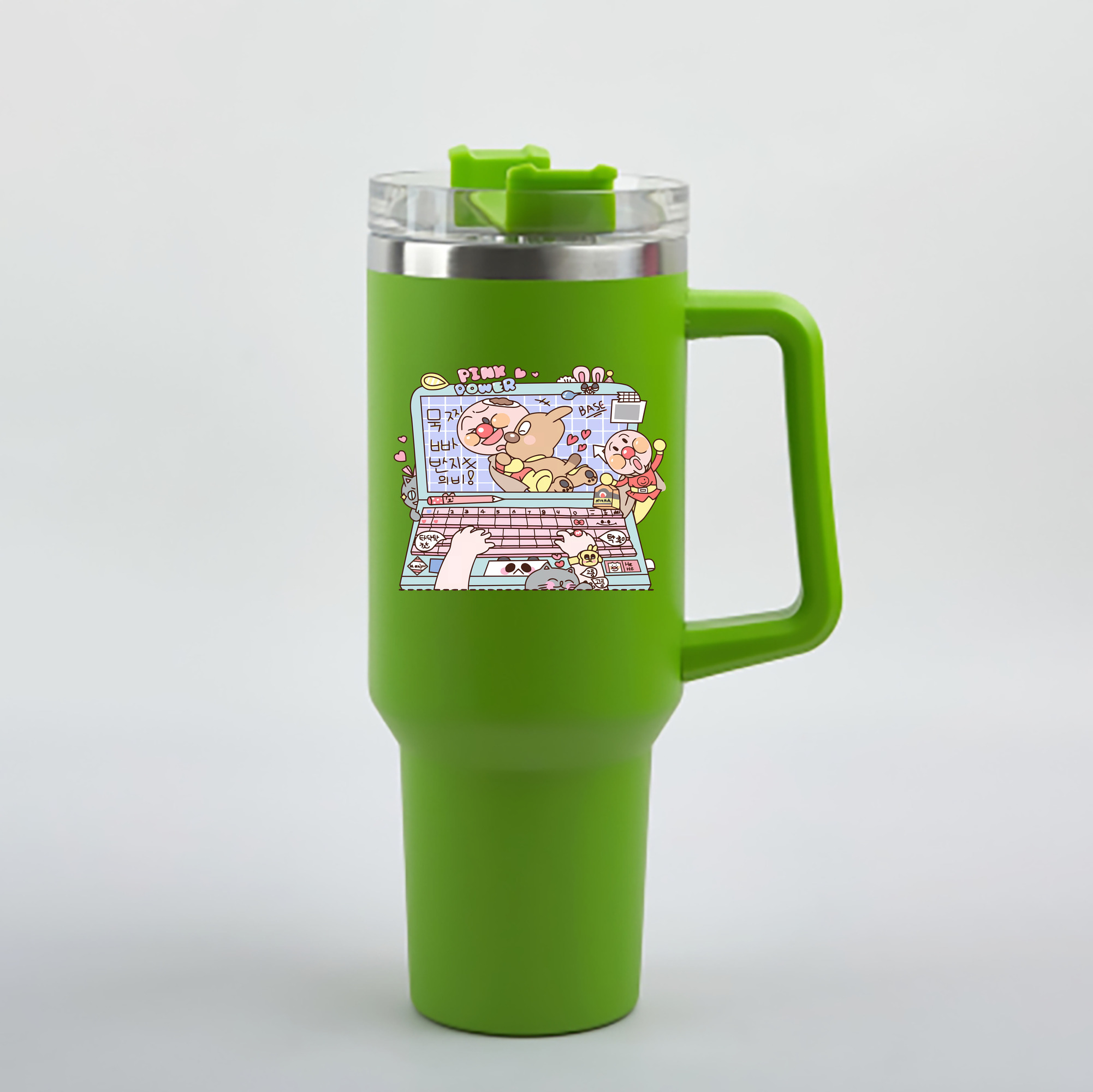 （画像用） アンパンマン Anpanman 1200mL車用タンブラー - クリスタルステッカー（プラスチックストロー付き）